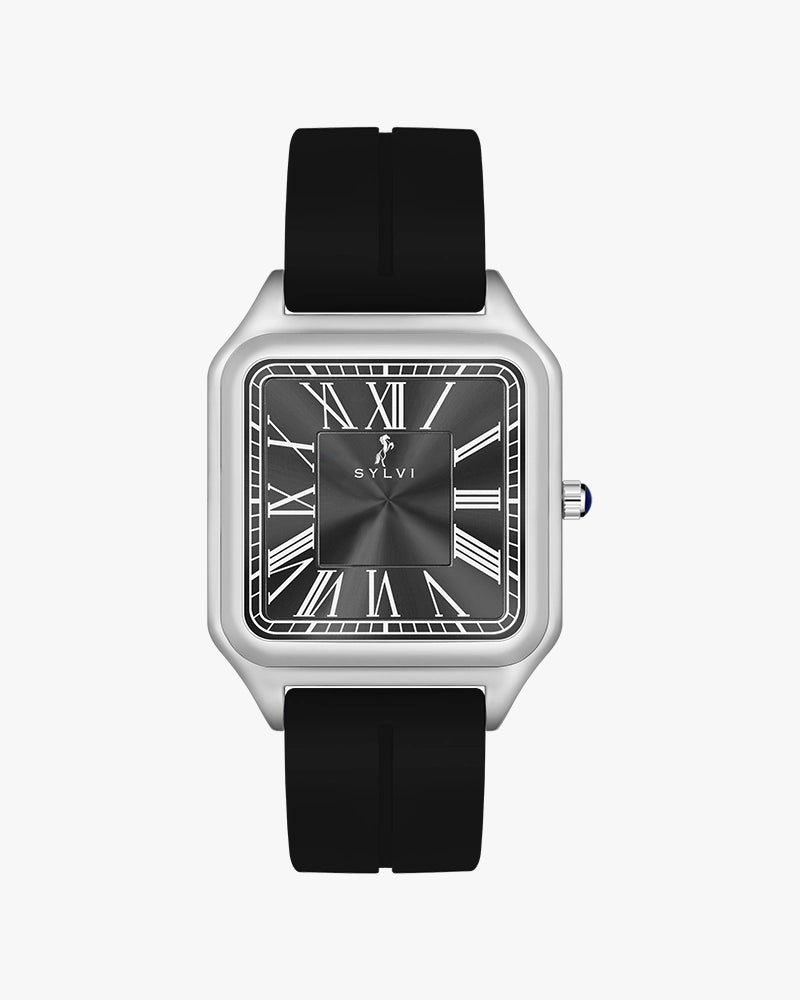 Sylvi Certified Imperfect Opus Black Silver Silicone men's watch 2
