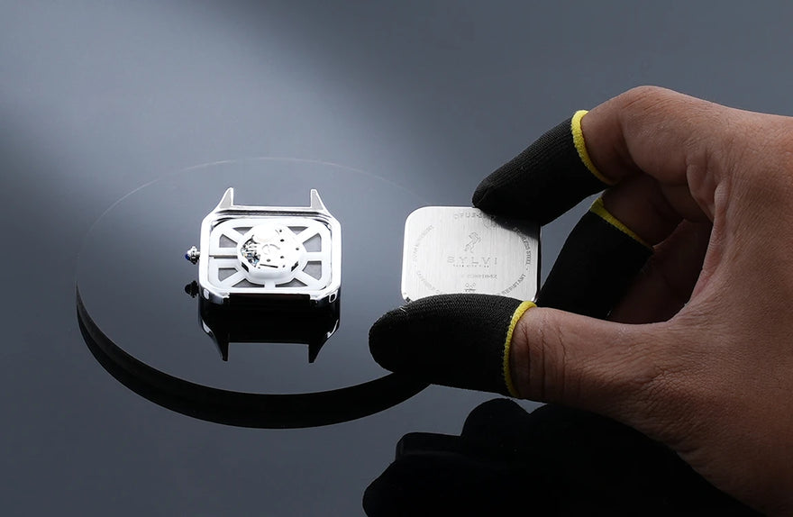 Urbanic watch manufacturing caseback fitting, square watch assembly process,