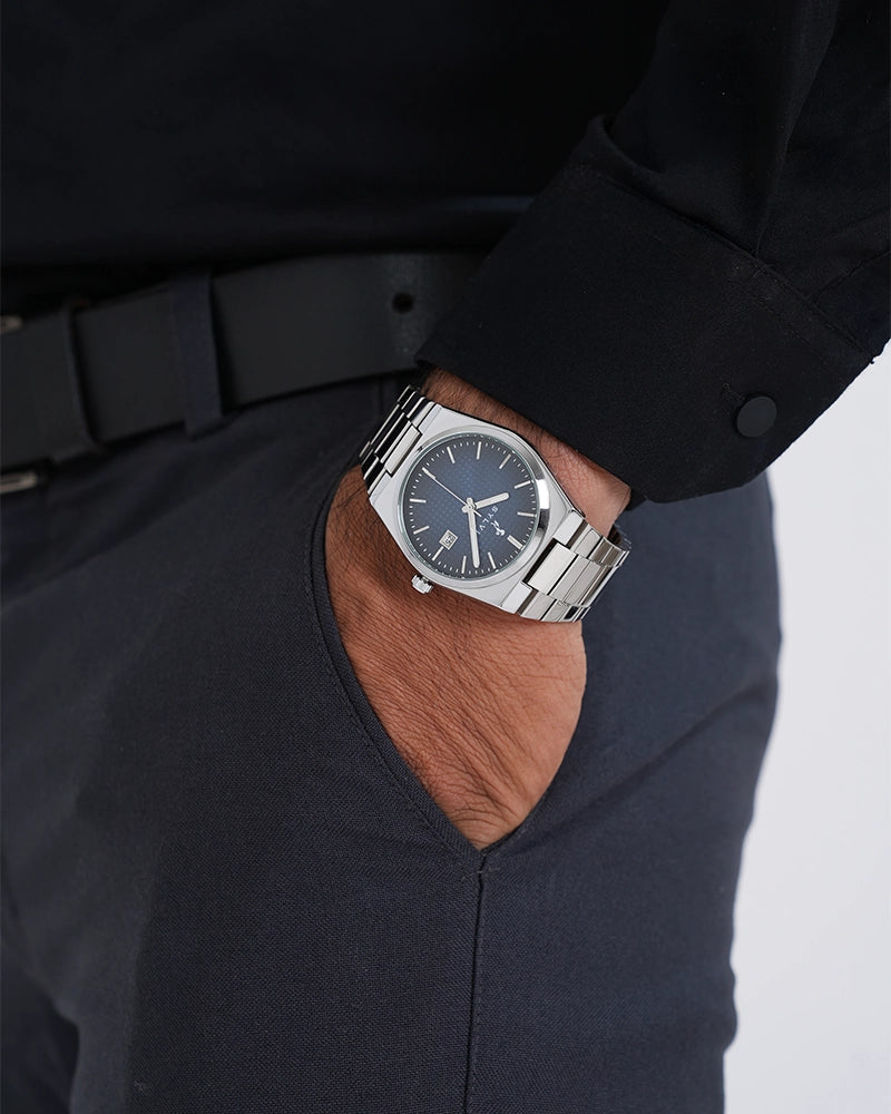 Sylvi Professional Edge Blue Silver Analog Watch