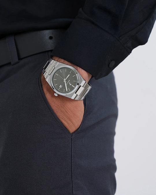 Sylvi Professional Edge Green Silver Analog Watch