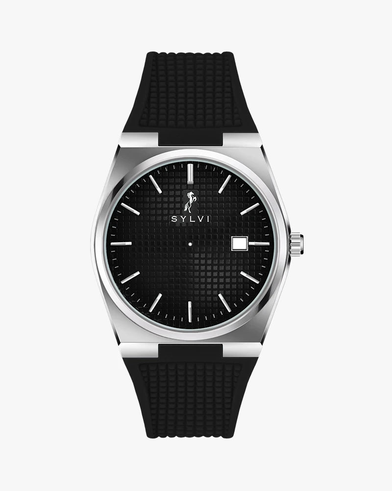 Sylvi Professional Edge Black Silver Silicone men's watch 3
