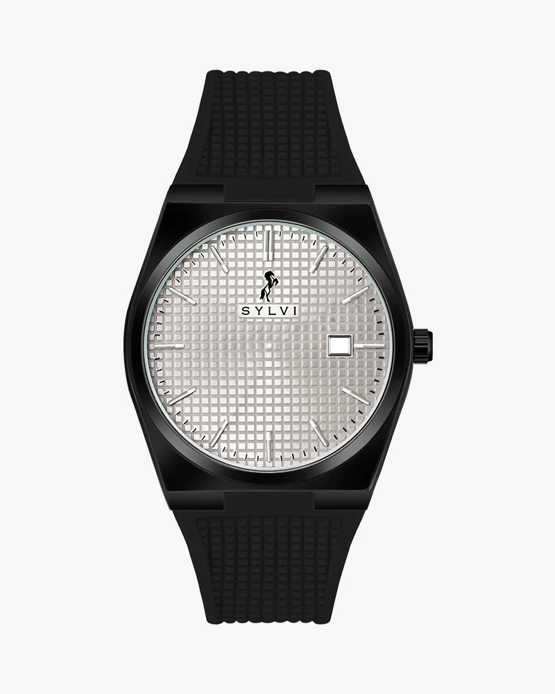 Sylvi Professional Edge white dial men's analog watch with silicone strap – front view 2
