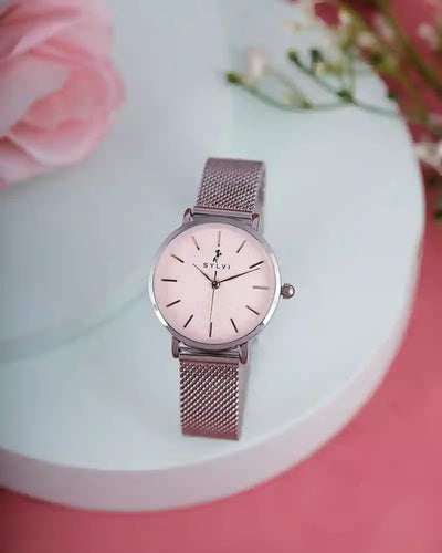 Riva Blush Pink Silver Mesh
