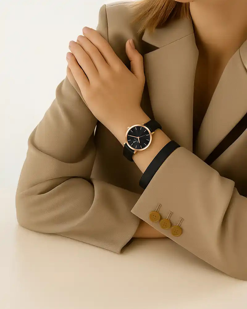 Serene Black Rose Black Leather