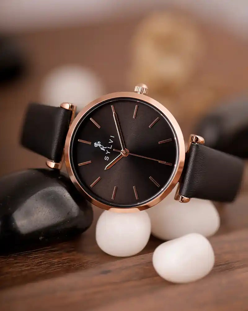Serene Black Rose Black Leather