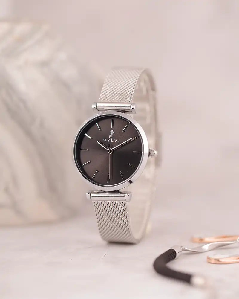 Serene Black Silver Mesh