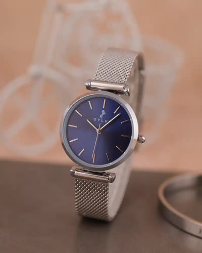Serene Lavish Blue Silver Mesh