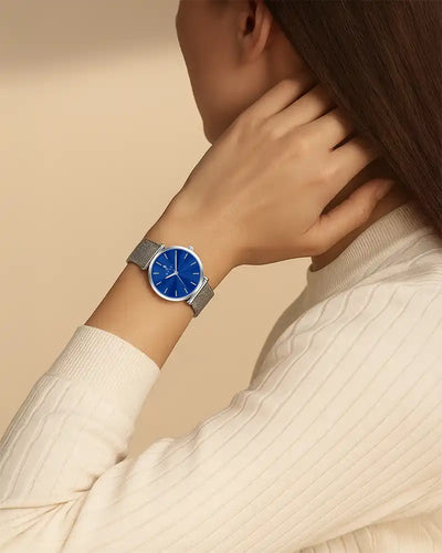Serene Lavish Blue Silver Mesh