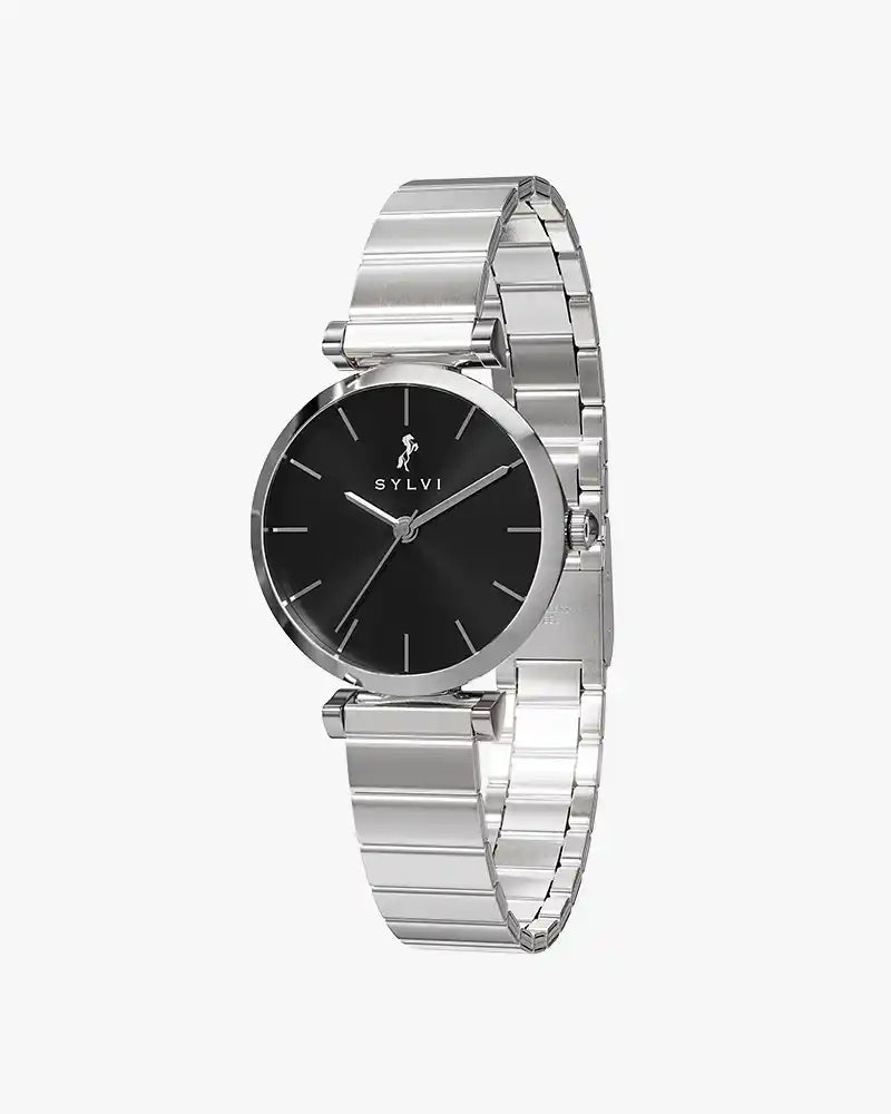 Serene Black Silver Link