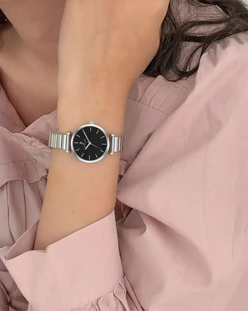 Serene Black Silver Link