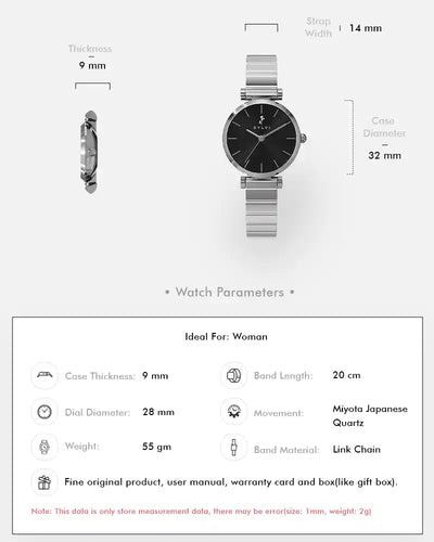 Serene Black Silver Link