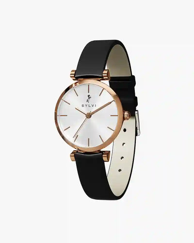 Serene White RoseBlack Leather