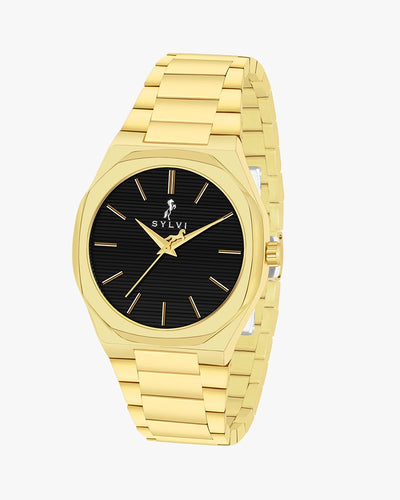 Sylvi Specter Black-Gold Premium Analog Watch for Men