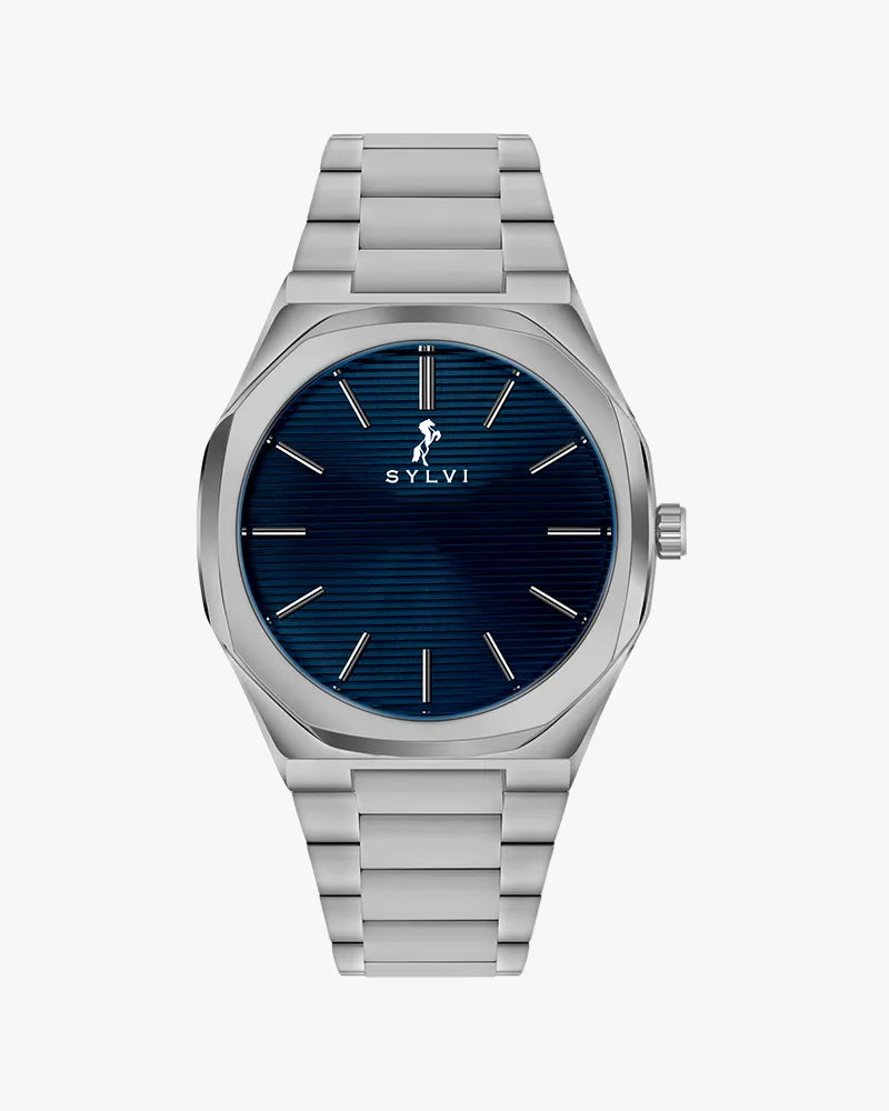 Sylvi Specter blue dial men's analog watch with stainless steel strap – specifications
