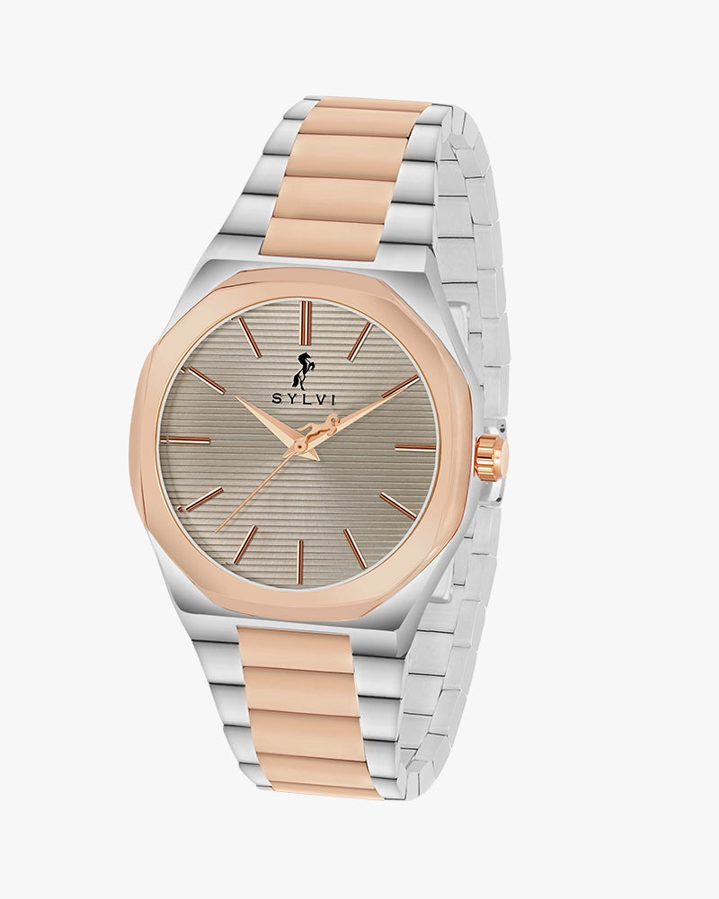 Sylvi Specter Grey-Rosegold-Silver Premium Analog Watch for Men