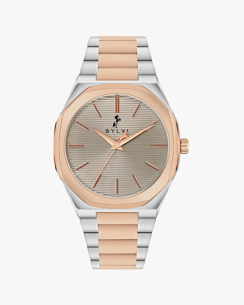 Sylvi Specter Grey-Rosegold-Silver Premium Analog Watch for Men