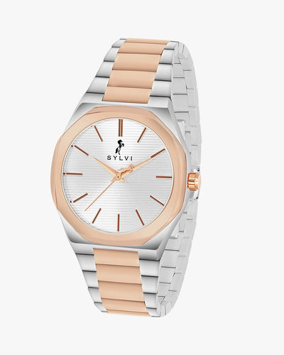 Sylvi Specter White-Rosegold-Silver Premium Analog Watch for Men