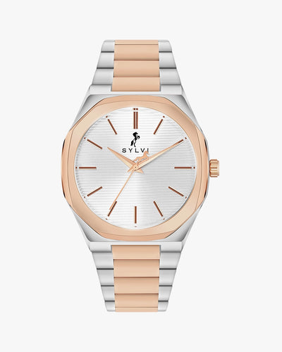 Sylvi Specter White-Rosegold-Silver Premium Analog Watch for Men