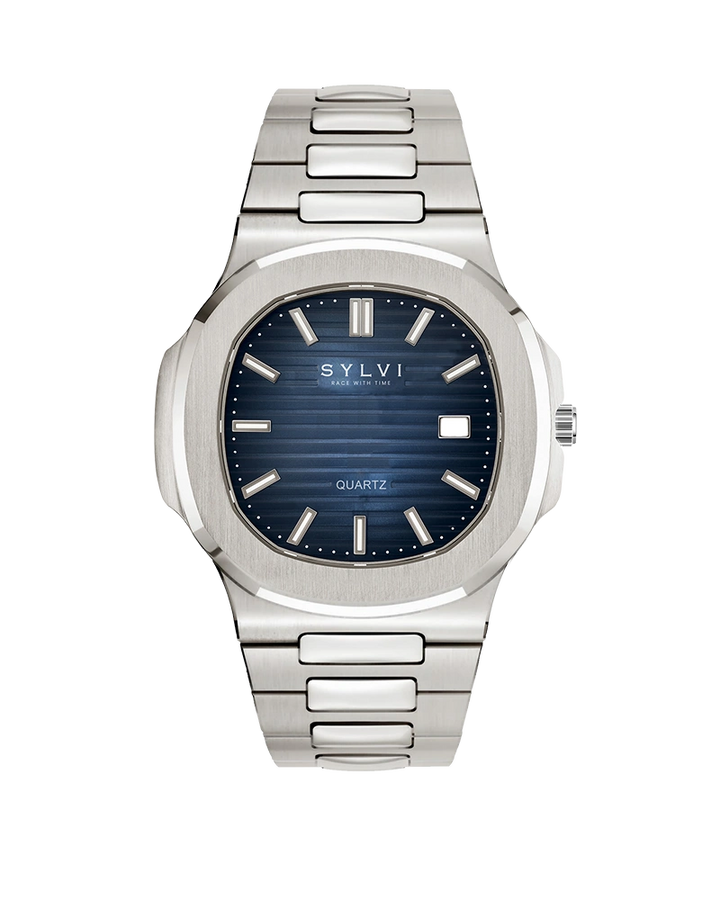 Sylvi Urbane Blue Dial Silver Steel Men's Watch Buy Online
