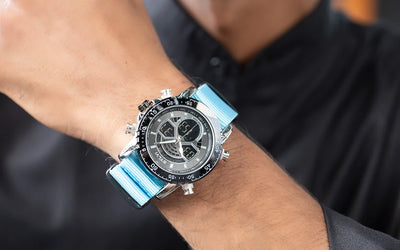 Sylvi Velocity sky blue nylon strap watch model for men Explore Now