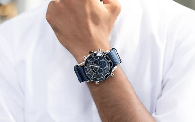 Sylvi Velocity navy blue nylon strap watch model for men Explore Now