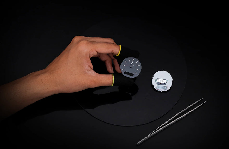 TimeShift black silicone watch internal fitting process