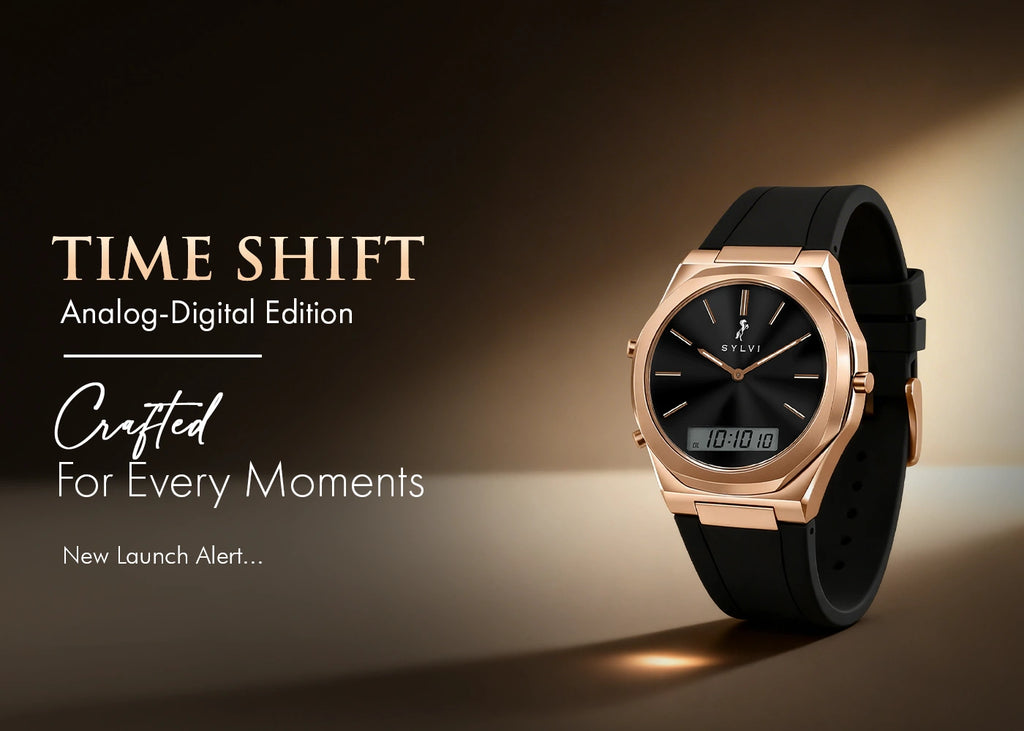 TimeShift hybrid watch promotion banner for men