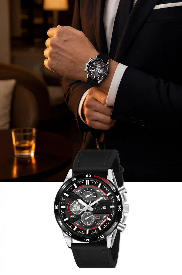 Timegrapher Black Red Leather