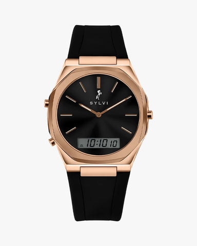 TimeShift Black Rose Gold Silicone