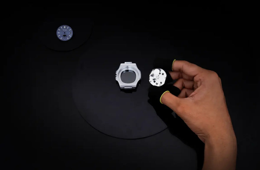 Urbane Moon blue silver watch movement installation ensuring smooth and reliable performance