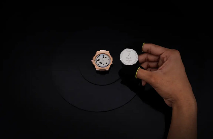 Urbane Moon rosegold silver watch caseback assembly with solid construction and clean finish