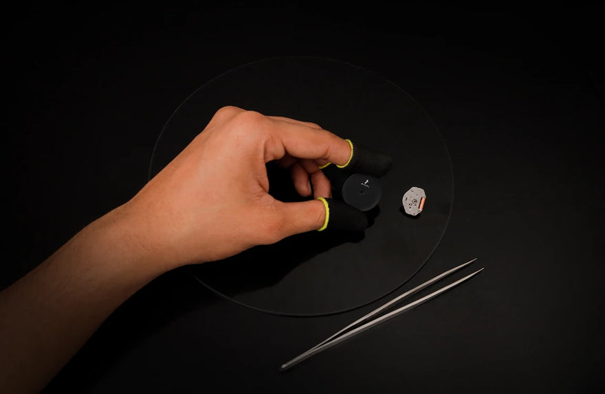 Sylvi Velvtine Black Rosegold watch dial, offering clear readability and elegant aesthetics.