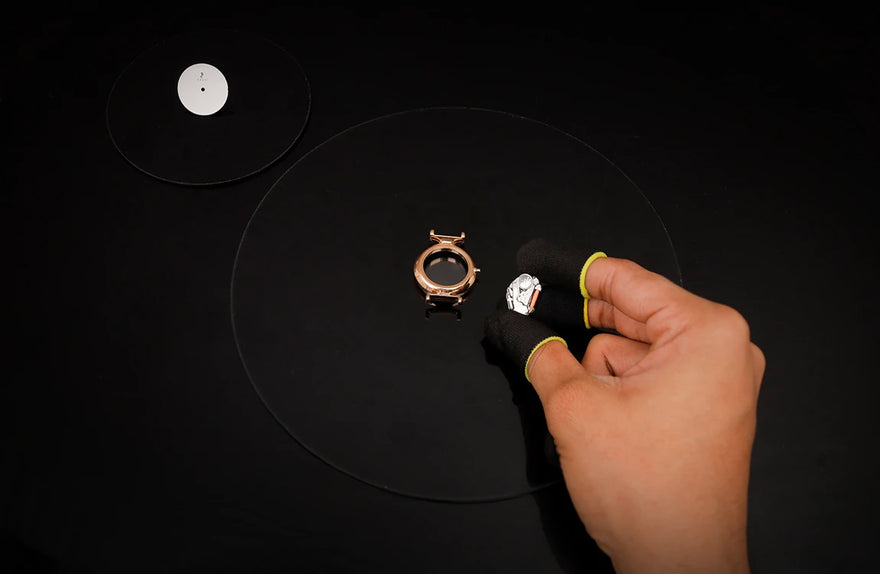 Sylvi Velvtine White Rosegold watch movement, ensuring precise time measurement.