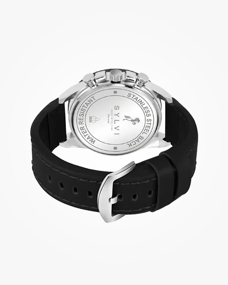 sylvi silver watch black strap