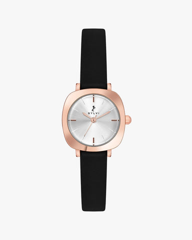 Bella White Rosegold Black Leather