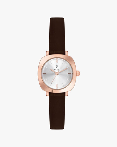 Bella White Rosegold Coffee Leather