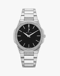 Sylvi Blade Crystal Black Silver Steel Analog 800x1000.psd. watch for men India