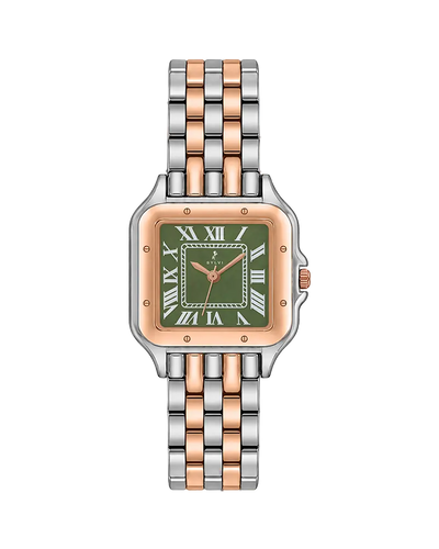 Sylvi Aria Green Rosegold Silver Steel Analog watch for men India