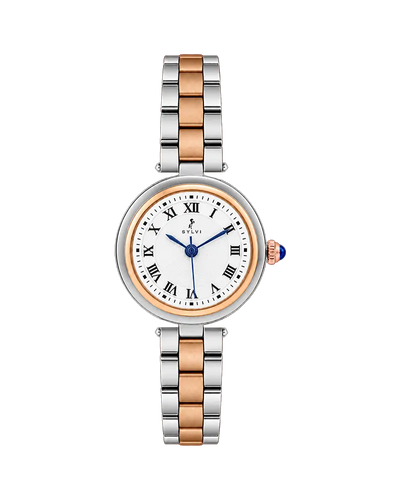 Sylvi Aura White Rosegold Silver Steel Analog watch for men India