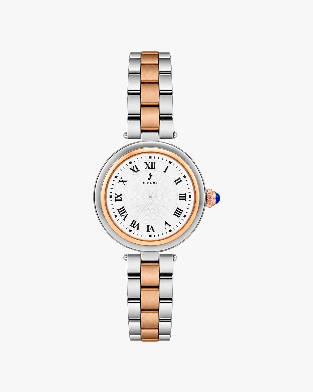 Sylvi Aura White Rosegold Silver Steel Analog watch for men India
