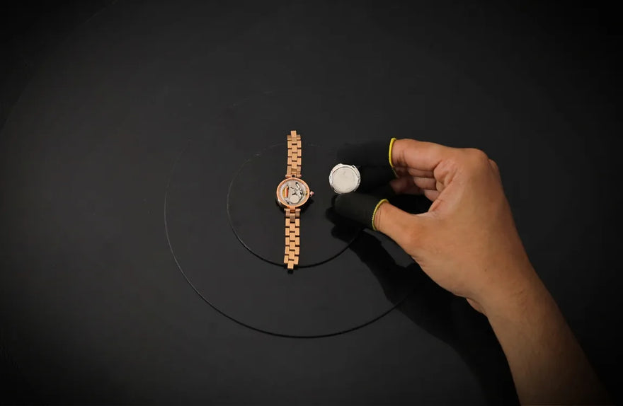 Sylvi Aura White Rosegold Steel Manufacturing Caseback watch for men India
