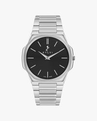 Sylvi Blade black dial men's analog watch with stainless steel strap – front view 3