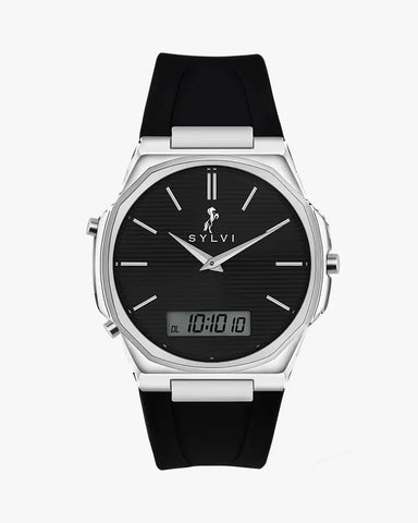 Blade Dual Time Black Silver Silicone