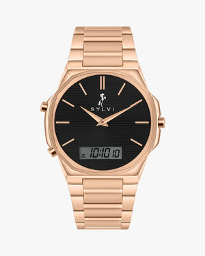 Blade Dual Time Black Rosegold Steel
