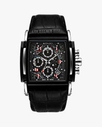 Sylvi Dominator Skeleton Chronograph Black Dial Leather Strap Men Frt watch for men India
