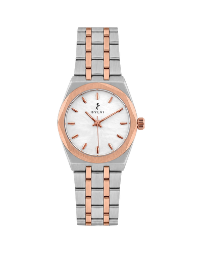 Sylvi Sia white rose gold silver steel women's watch – special promotion