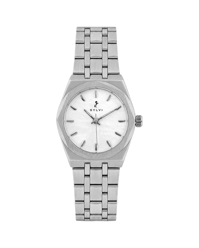 Sylvi Sia white silver steel women's watch – special promotion