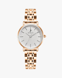 Sylvi Riva white dial women's analog watch with stainless steel strap – front view