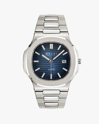 Sylvi Urbane silver dial men's analog watch with stainless steel strap – front view 3