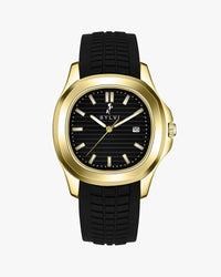 Sylvi Urbanic black dial men's analog watch with silicone strap – front view 2